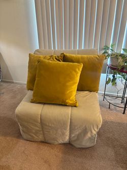 IKEA Beige Fabric Armless Sleeper Chair Bed