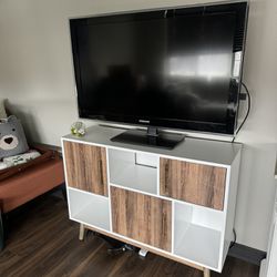 Tv Console, Storage Cabinet With Display Shelves 