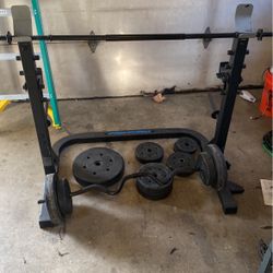  Squat Rack/ Standard Bar And Easy Bare With 100lb Of Standard Weight 