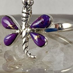 Purple Turquoise Dragonfly Ring