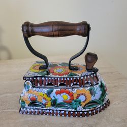 Vintage Ceramic Pottery Argentina Iron Trinket Box