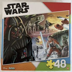 Star Wars Vader Luke 48 Large Piece Jigsaw Puzzle Box Disney Missing Pieces.