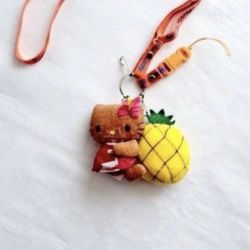 Hello Kitty Hawaiian 4” Tan Mascot Plush Doll Keychain Lanyard