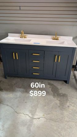 60in Double Bathroom Vanity with Top and Faucets