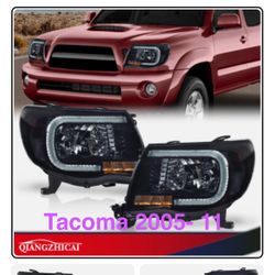 Pair Of Black Housing Headlights With Drl Lights 