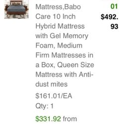Hybrid Mattress Memory Foam Brand New In The Box