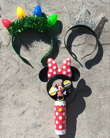 Disney Minnie Mouse Fan & 2 Flashing LED Light Bulb Headband For Kids