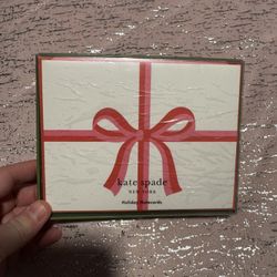 New Kate Spade Set Of 10 Candy Bow Holiday Note Card Aet