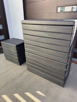 Modern Charcoal Gray 5-Drawer Dresser & 2-Drawer Nightstand – Matching Bedroom Set