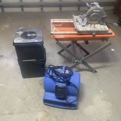 Tile Wet Saw, Commerical Grade Dehumidifier, Floor Fan