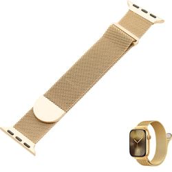 Rose Gold Magnetic Milanese Loop - Compatible with Apple Watch Bands 40mm 41mm 44mm 45mm 46mm 38mm 42mm Ultra/2 49mm Women Men,Stainless Steel Mesh Me