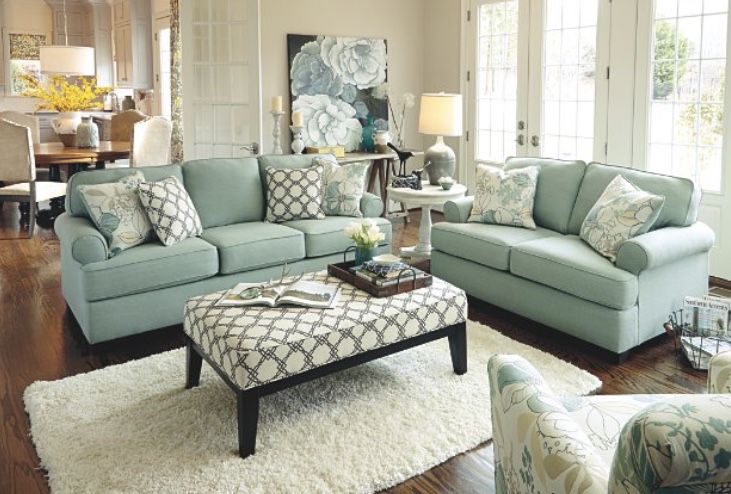 Ashley Furniture Daystar Seafoam Sofa and Loveseat