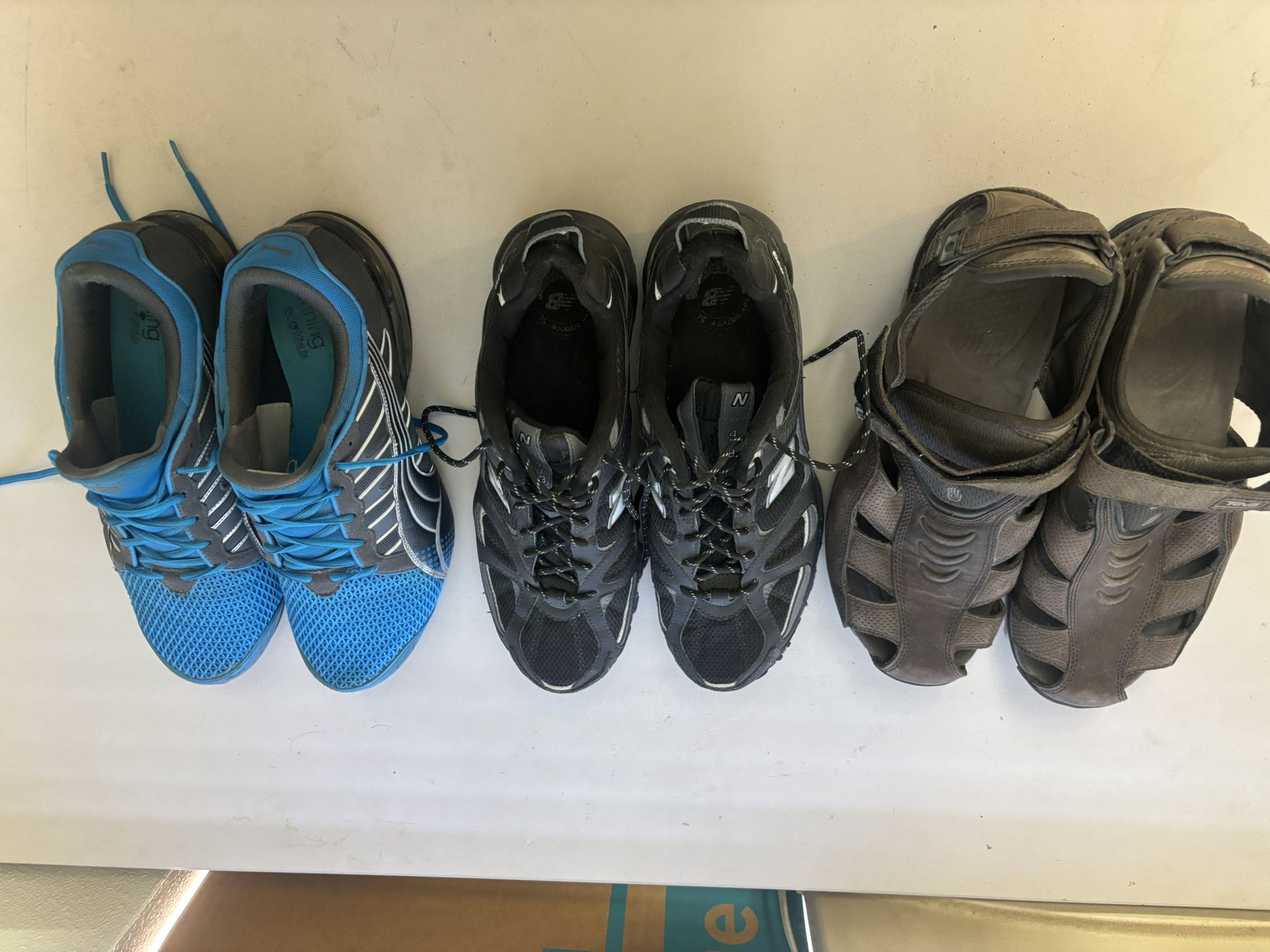 All Men’s-New Reva Hacking Sandals, New New Balance X Trainer, Used Puma- Each $20- That 1/2 Price Going For Used Online If You Lookup
