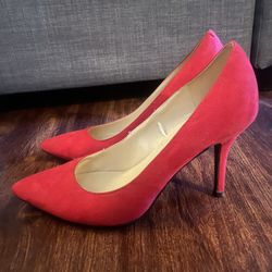 Red Nine West Pointed High Heels