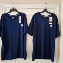 BRAND NEW ADIDAS blue techfit Climalite athletic shirt 2XL - 2 shirts