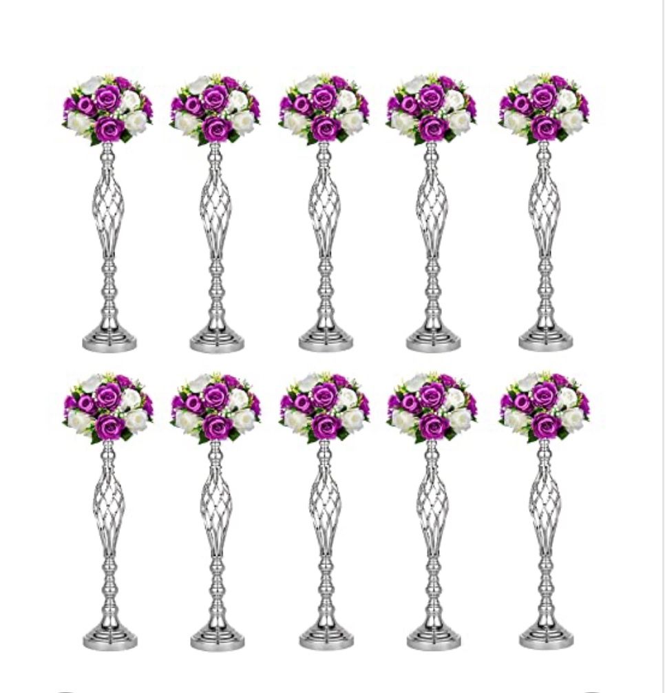 NIB 10 Piece Silver Centerpieces