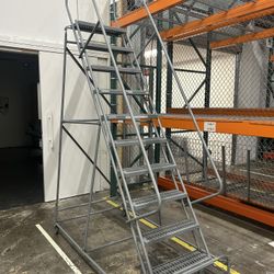 Heavy Duty Rolling Warehouse Ladder – 10 Step 