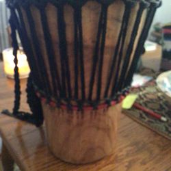African Djembe Drum, Hand Carved, Solid Wood Goat Skin.