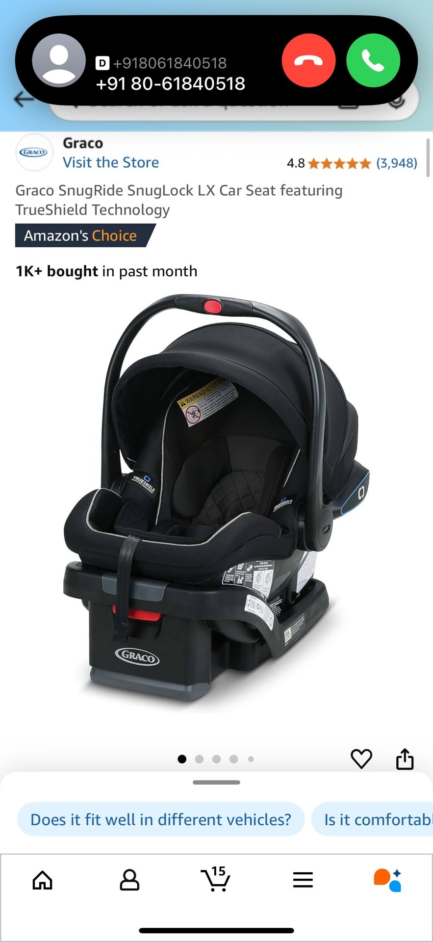 Graco Infant Car seat Used Only For 3 Months