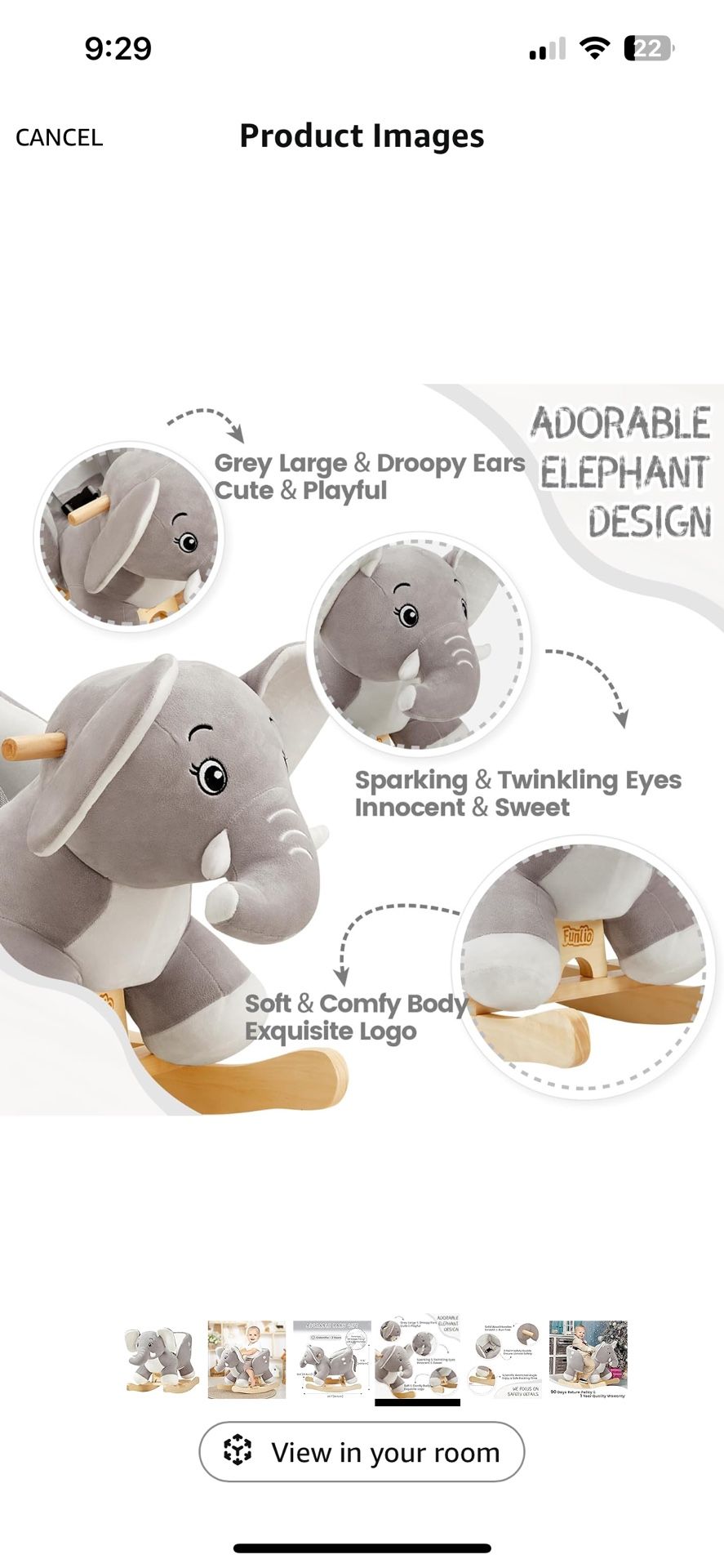 Unique Elephant Rocker For Ages 1-4 