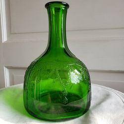 Vintage White House Vinegar Green Pressed Glass Bottle