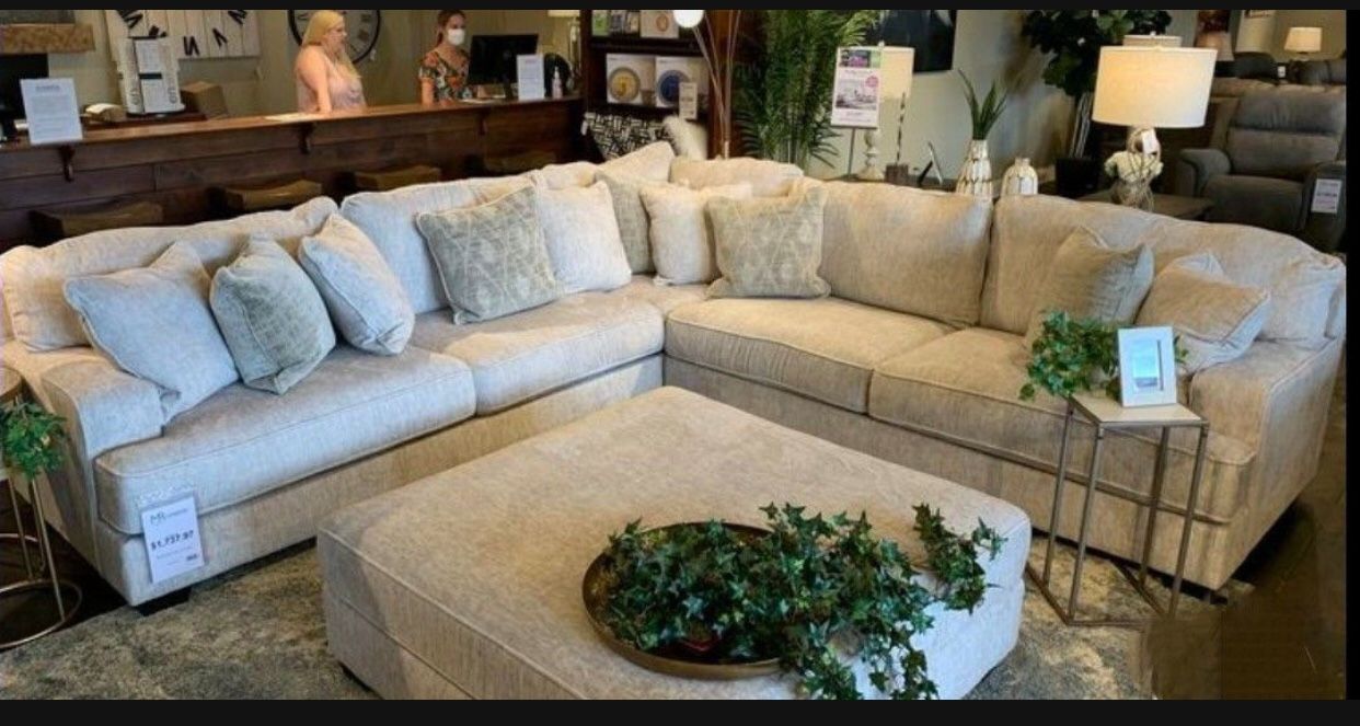 ✨ By Ashley ✨ Parchment Modular Large Cozy Sectional Couch🌟 $39 Down Payment 📣