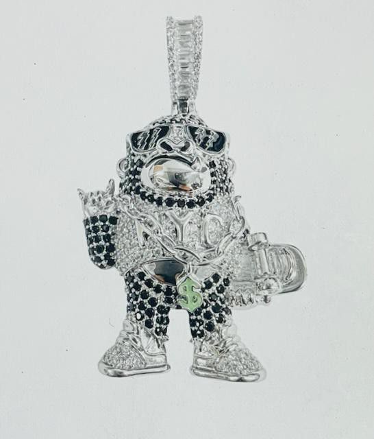 silver 925 skater money gorrilla pendant 