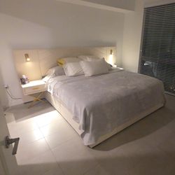 Bedframe for King Mattress with Lights and end tables