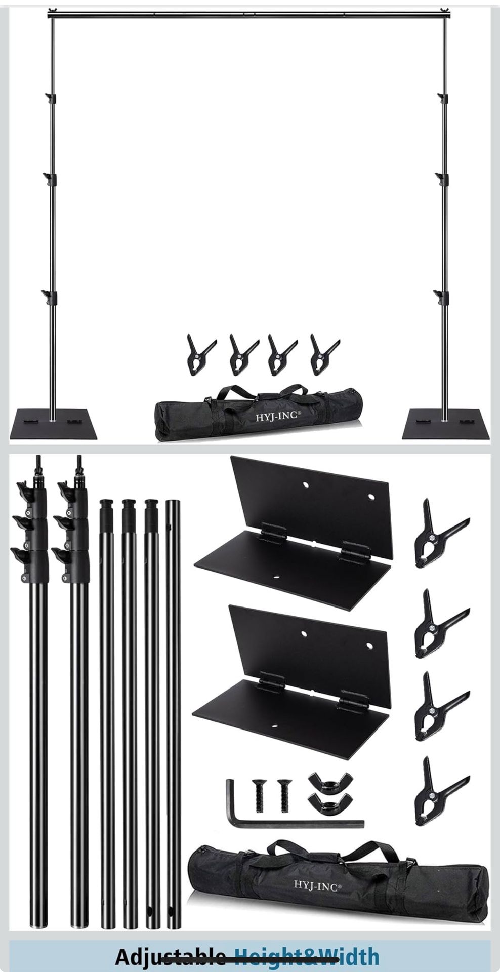 Heavy Duty Backdrop Stand Pipe and Drape Photography Backdrop Stand Kit Adjustable (10x10)