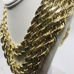 14K Diamond Cut Rope Chains! 1-12mm available, 13mm+ can be ordered! See description for sizes!