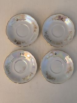 4 Vintage Porcelain China 4.5" Saucers Made In Japan 1940s-1960s