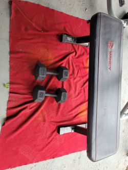 MARCY FLATBENCH  WITH SETS OF 30s HEXHEAD DUMBBELLS  TOTAL 60LBs 
11525 S HALSTED /7111.S WESTERN 
 90$  CASH ONLY AS IS