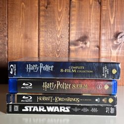 Harry Potter x2, Lord of the Rings, Hobbit, Star Wars Blu-Ray Disc Set