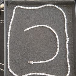 20 Inch Diamond Moissanite Tennis Chain With Matching 7 Inch  Bracelet