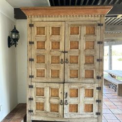 Solid Mesquite Wood Armoire. very heavy. pick up only as is.