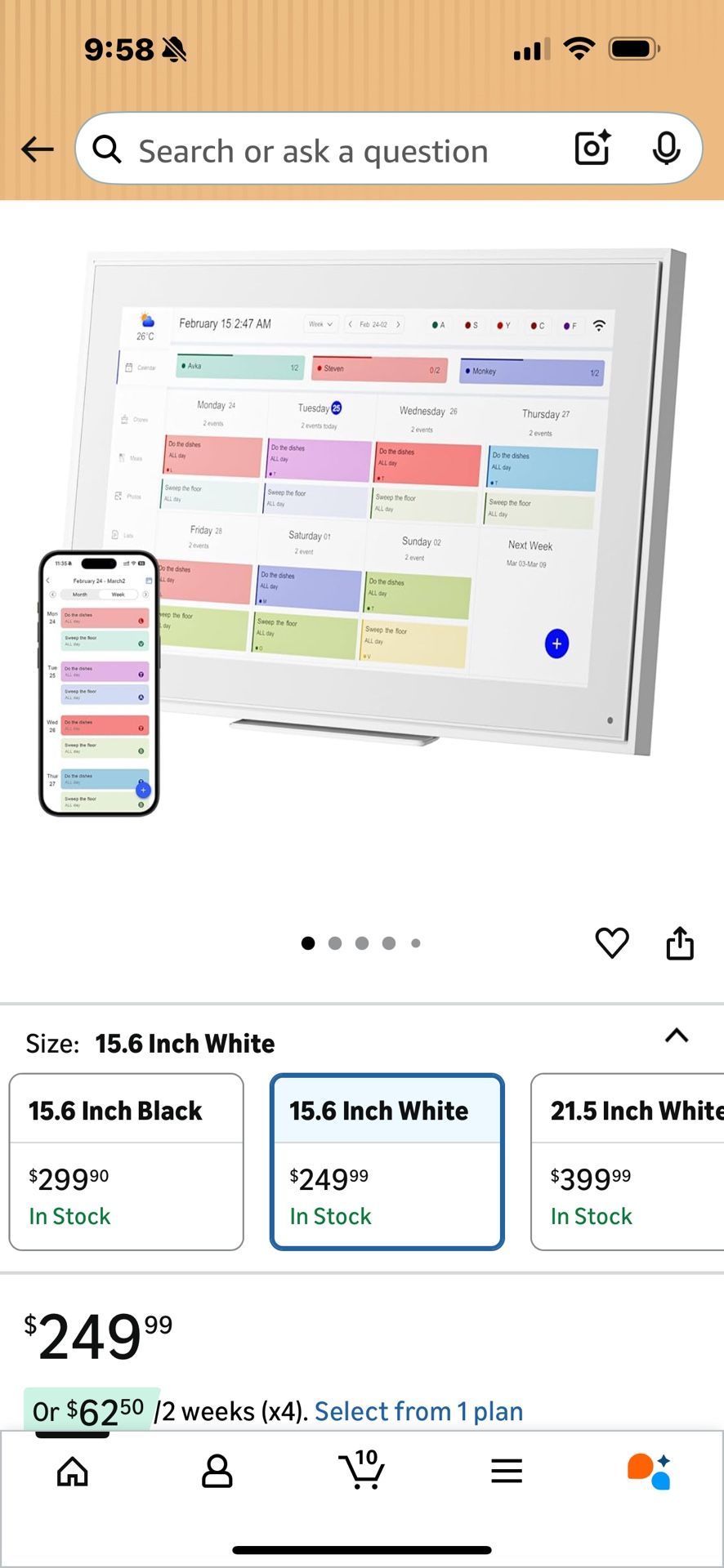 15.6-inch Wall Digital Calendar,2025 Smart WiFi Calendar & Chore Chart,Full HD Touchscreen Interactive Display for Family Schedules-Wall/Desk Mountabl