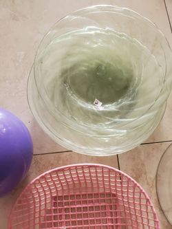 3 light green handblown glass plates