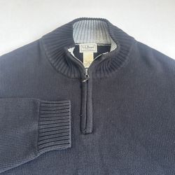 LL Bean Men’s Large Black 1/4 Zip Waffle Knit Pullover Sweater Item ID 287736