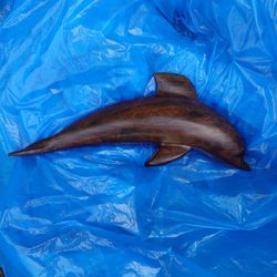 Vintage Midcentury Modern Wood Dolphin Statue Sculpture Statuette Ironwood MCM