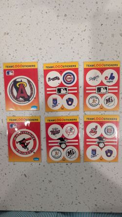 Vintage 1991 Fleer MLB Baseball Team Logo Stickers 6 sheets.