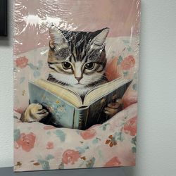 Pink Cat Canvas Wall Art