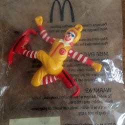 Vintage Ronald McDonald Skiing Christmas Ornament  Still In Plastic  Cash