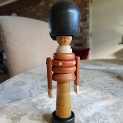Vintage Painted 8" Wood Solder British Palace Guard Stacking Toy. Czechoslovakia