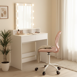 Homy Casa Swan Vanity with Carnation Chair Bedroom Set of 2