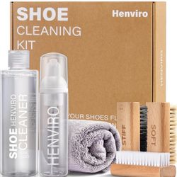 Shoe Cleaner Kit for Sneaker - 8.5 Oz Shoe Cleaning Kit with Shoe Brushes & Towel, White Shoe Sneaker Cleaner Kit, Suede Shoe Cleaner for Suede Mesh L