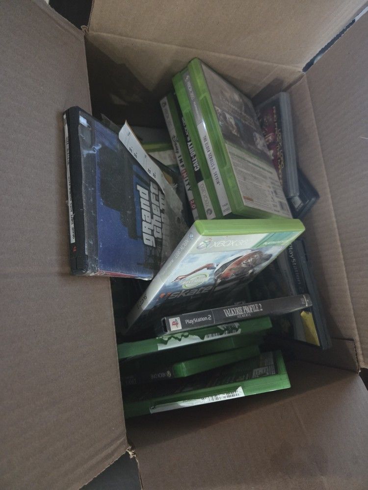 Box Of Xbox 1, 360 And Playstation 2 Games