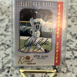 Fletcher Bates vintage signed autograph MLB Royal rookies signature series baseball card. Florida Marlins