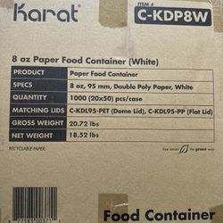 Food Containers Clearance - Karat 8oz & 12 Oz Paper Containers (Bulk) 