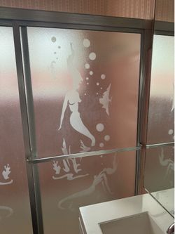 Vintage mermaid shower door enclosure