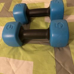 One pair of 5 pounds dumbbells
